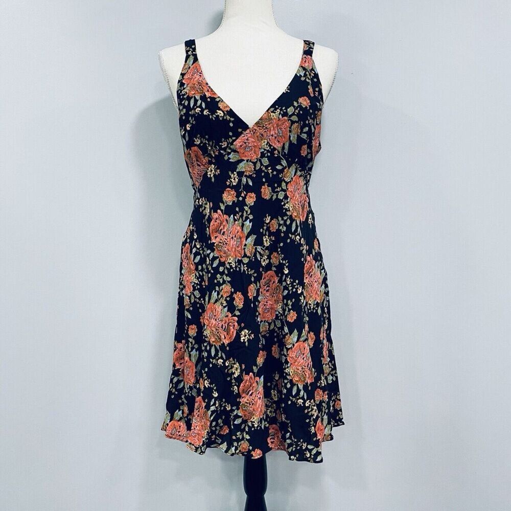 WAYF M Black Vlora Rose Floral Sweetheart Slip Dress Fairycore Romantic Babydoll